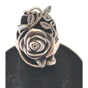 Sterling Silver Rose with Vines Size 5 Ring Nevada Silver Mine/company. READ